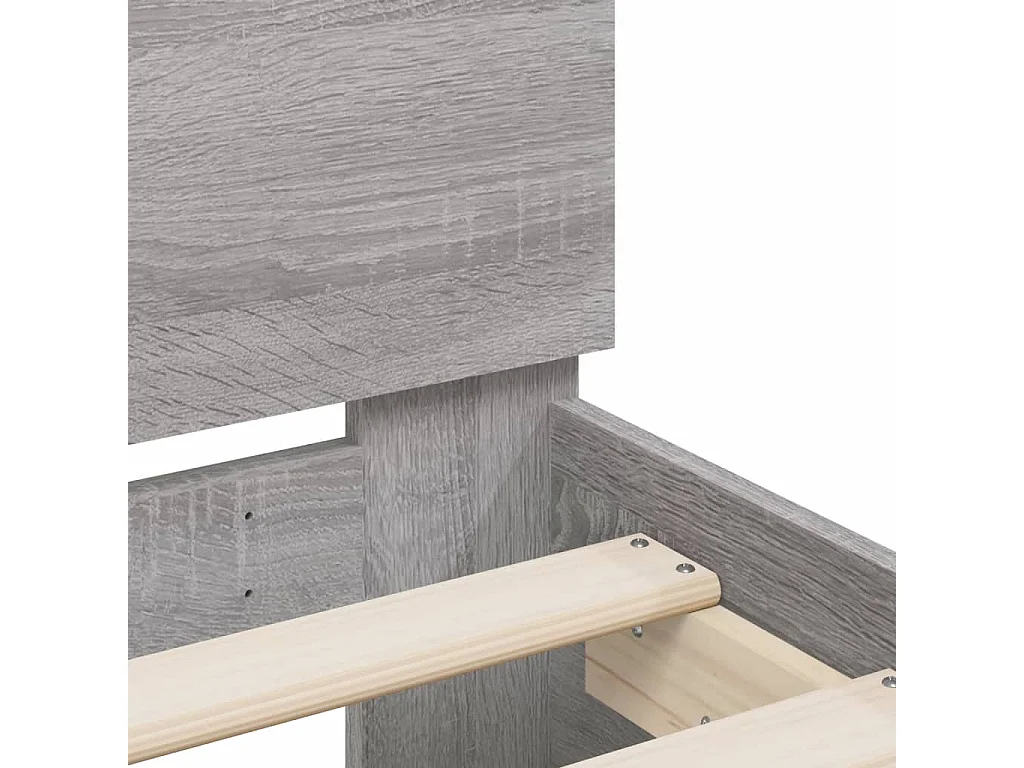 Giroletto con Testiera e LED Grigio Sonoma 140x200 cm