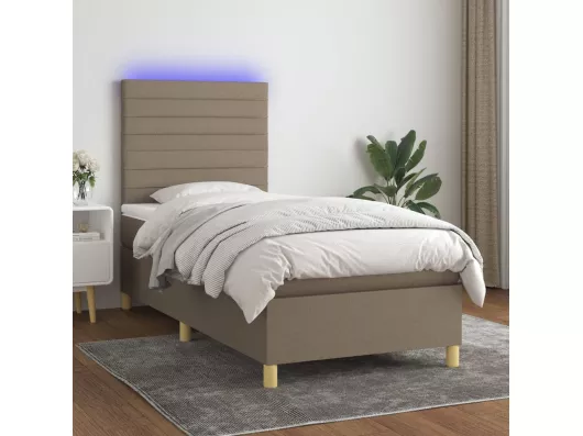 Kauf Unique Boxspringbett mit Matratze & LED Taupe 100x200 cm Stoff