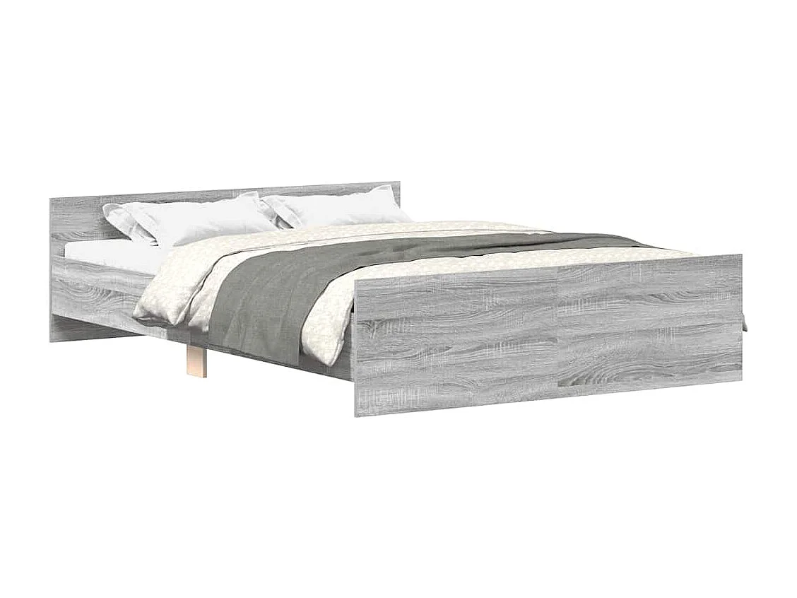 Estructura de cama con cabecero piecero gris Sonoma 120x190 cm