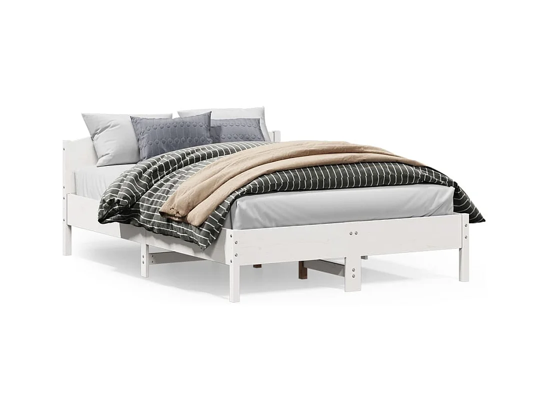 Cadre de lit sans matelas blanc 120x200 cm bois de pin massif