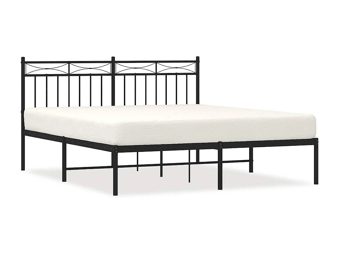 Bettgestell mit Kopfteil Metall Schwarz 150x200 cm