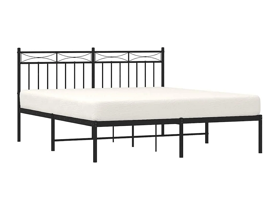 Bettgestell mit Kopfteil Metall Schwarz 150x200 cm