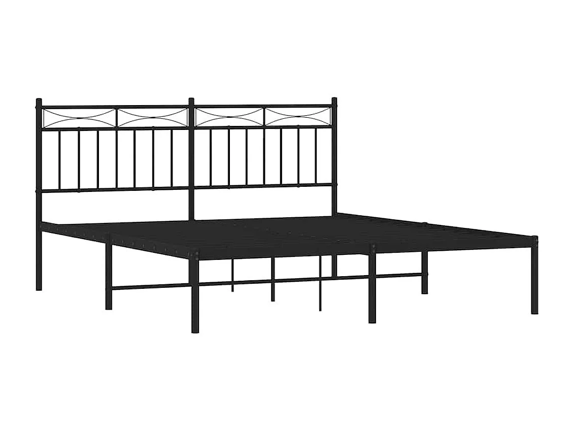 Bettgestell mit Kopfteil Metall Schwarz 150x200 cm