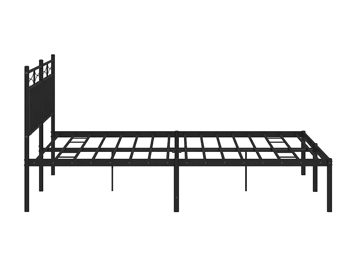 Bettgestell mit Kopfteil Metall Schwarz 150x200 cm