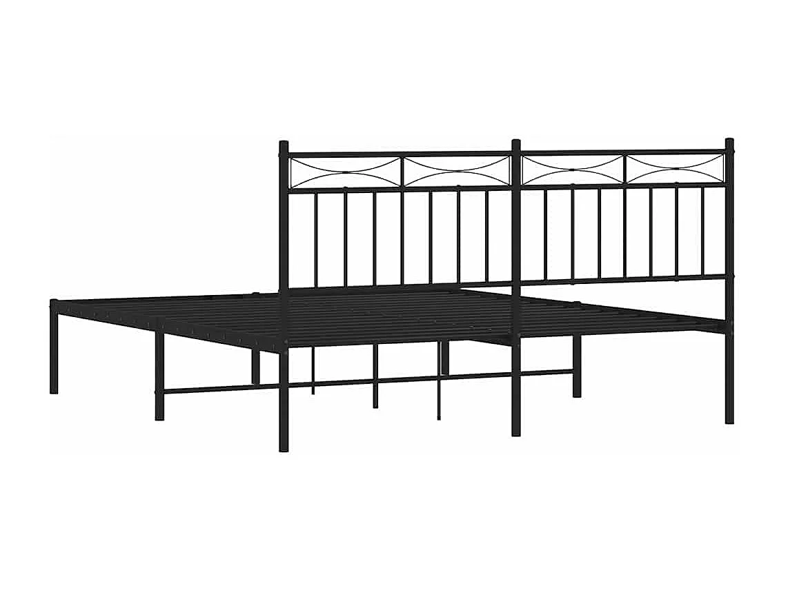 Bettgestell mit Kopfteil Metall Schwarz 150x200 cm