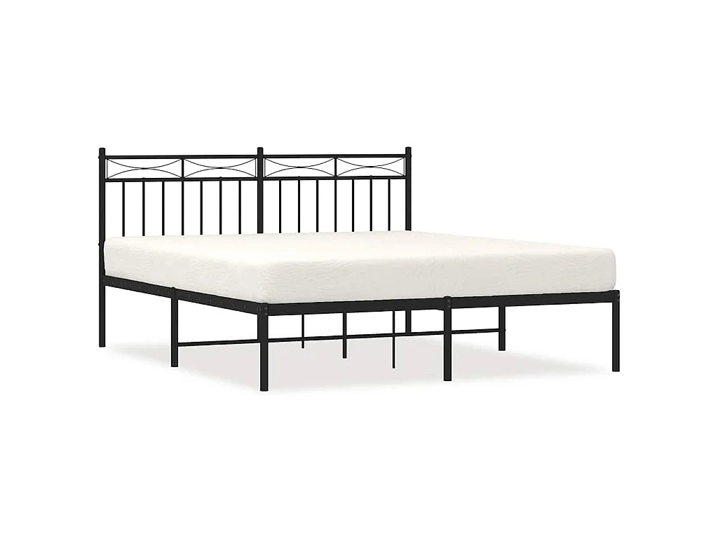 Bettgestell mit Kopfteil Metall Schwarz 150x200 cm