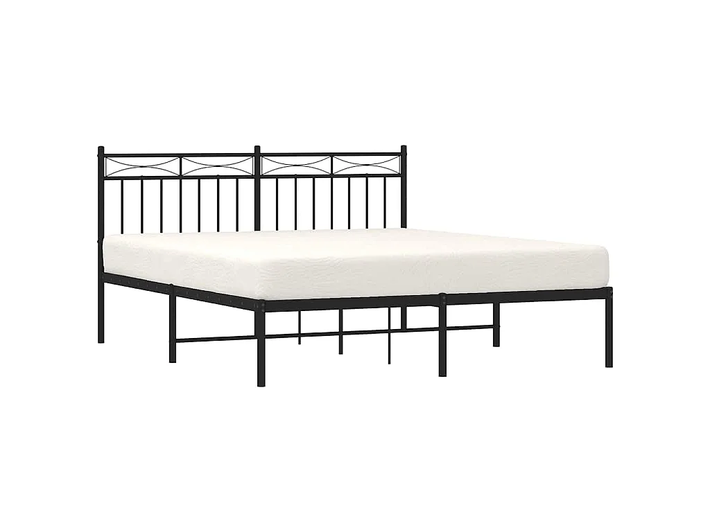 Bettgestell mit Kopfteil Metall Schwarz 150x200 cm