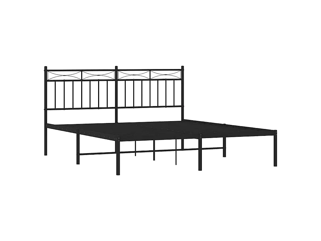 Bettgestell mit Kopfteil Metall Schwarz 150x200 cm