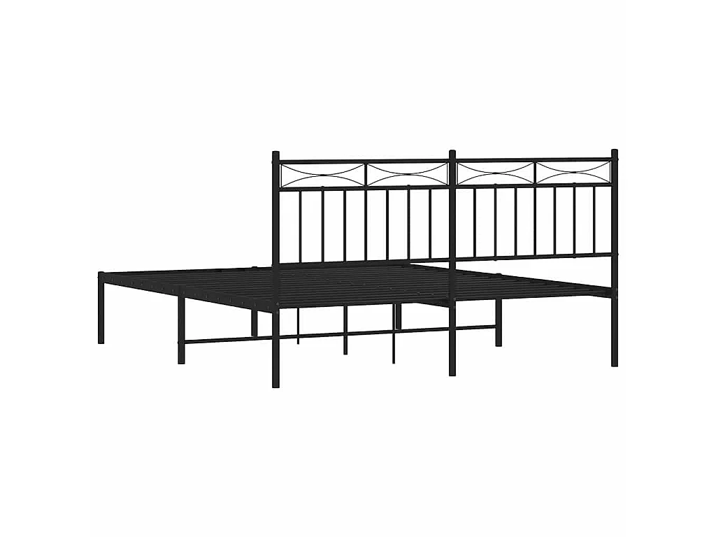 Bettgestell mit Kopfteil Metall Schwarz 150x200 cm
