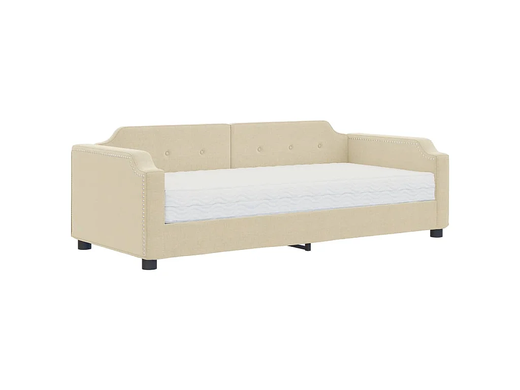 Lit de jour avec matelas crème 80x200 cm tissu