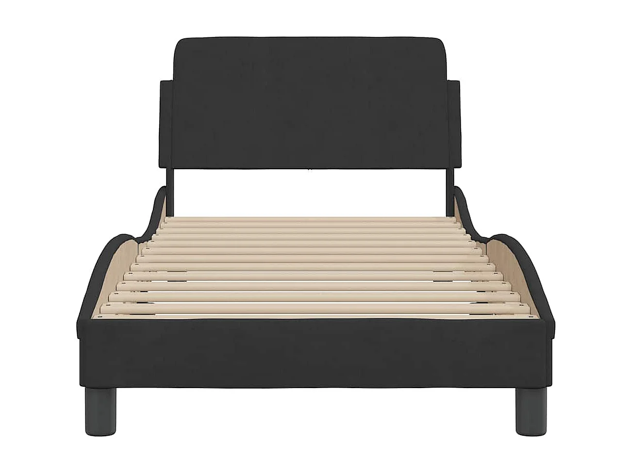 Cadre de lit avec tête de lit Dover noir 80x200 cm velours