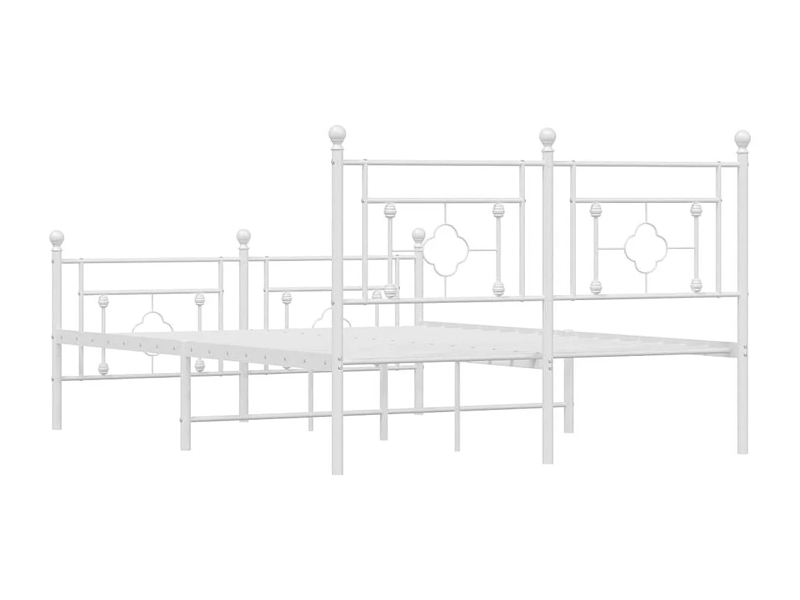 Bettgestell mit Kopf- und Fußteil Metall Weiß 135x190 cm