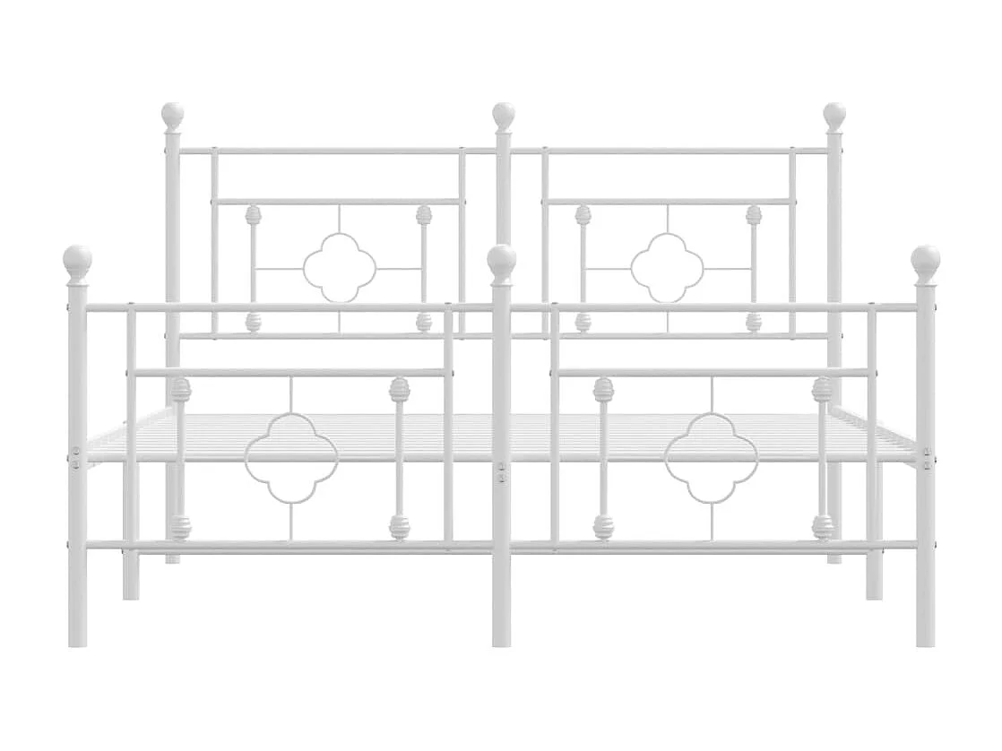 Giroletto con Testiera e Pediera Metallo Bianco 135x190 cm