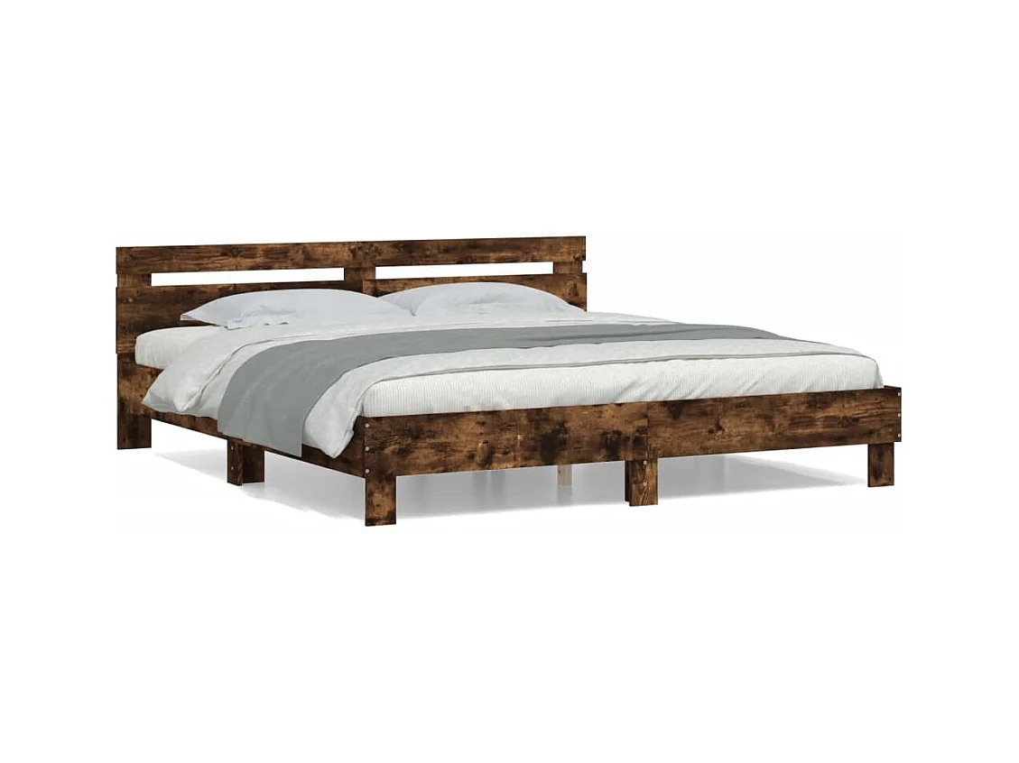 Cadre de lit sans matelas chêne fumé 200x200 cm