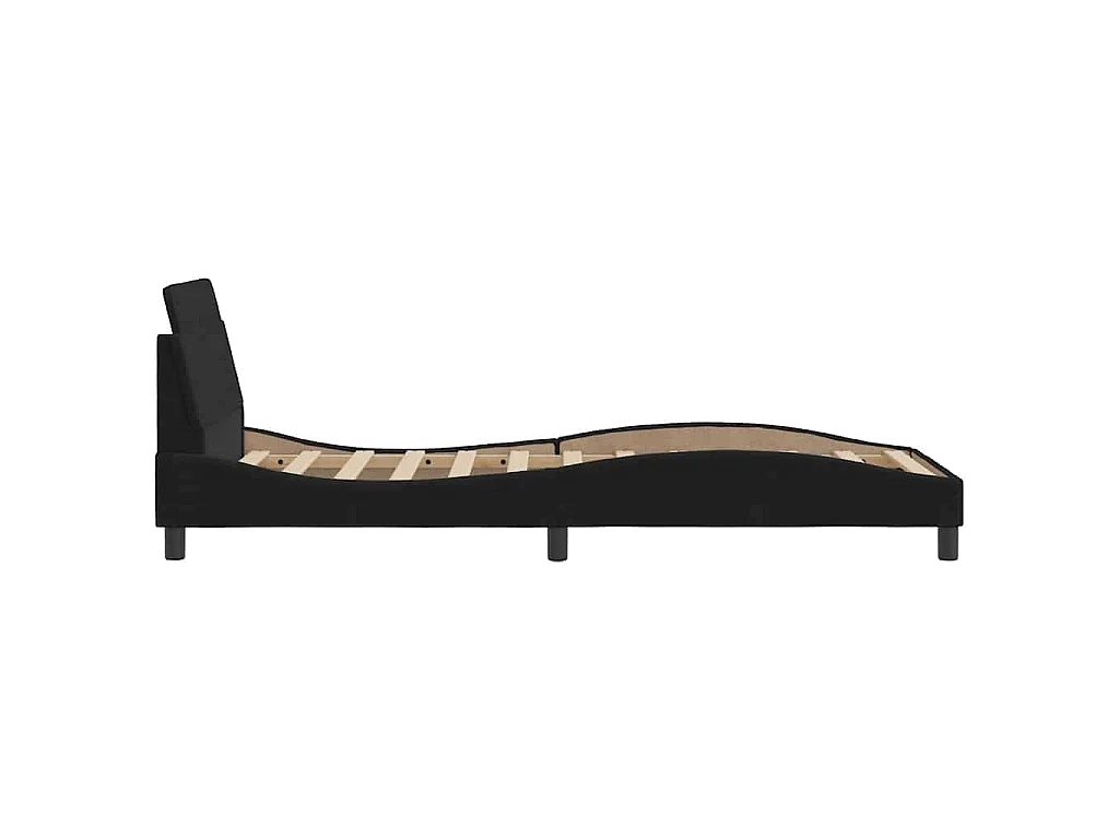 Cadre de lit avec tête de lit Dover noir 90x200 cm velours