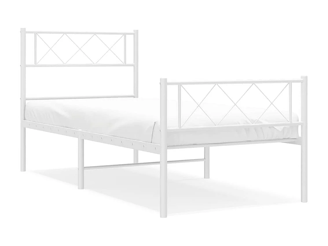 Bettgestell mit Kopf- und Fußteil Metall Weiß 100x200 cm