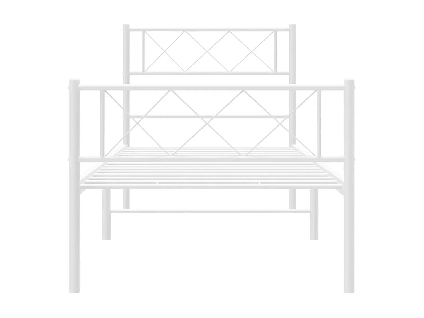 Bettgestell mit Kopf- und Fußteil Metall Weiß 100x200 cm