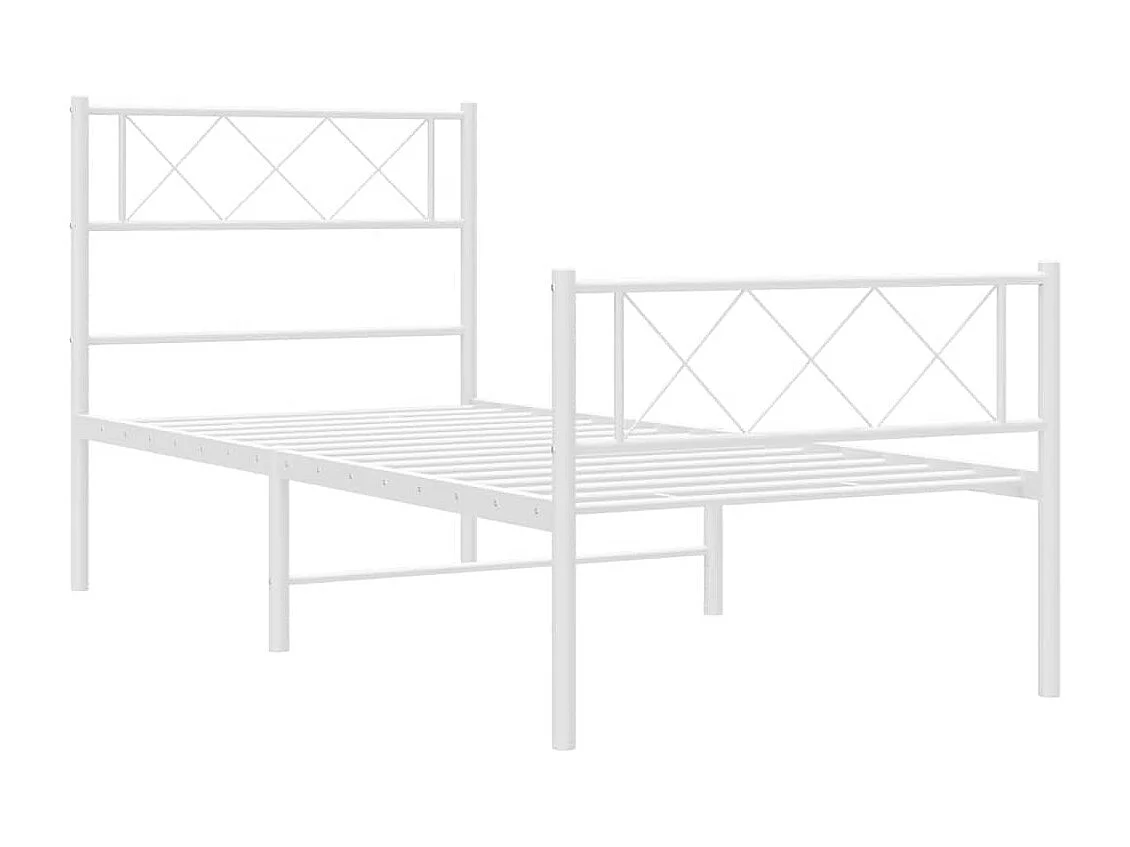 Bettgestell mit Kopf- und Fußteil Metall Weiß 100x200 cm