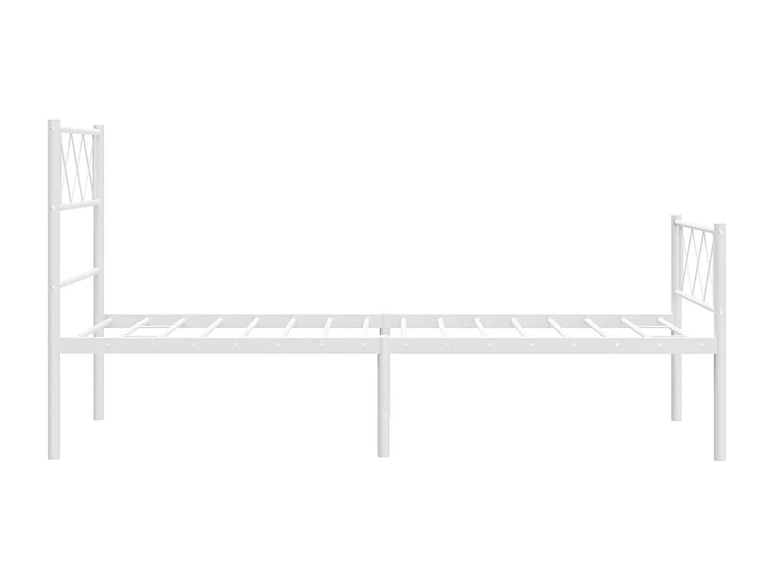 Bettgestell mit Kopf- und Fußteil Metall Weiß 100x200 cm