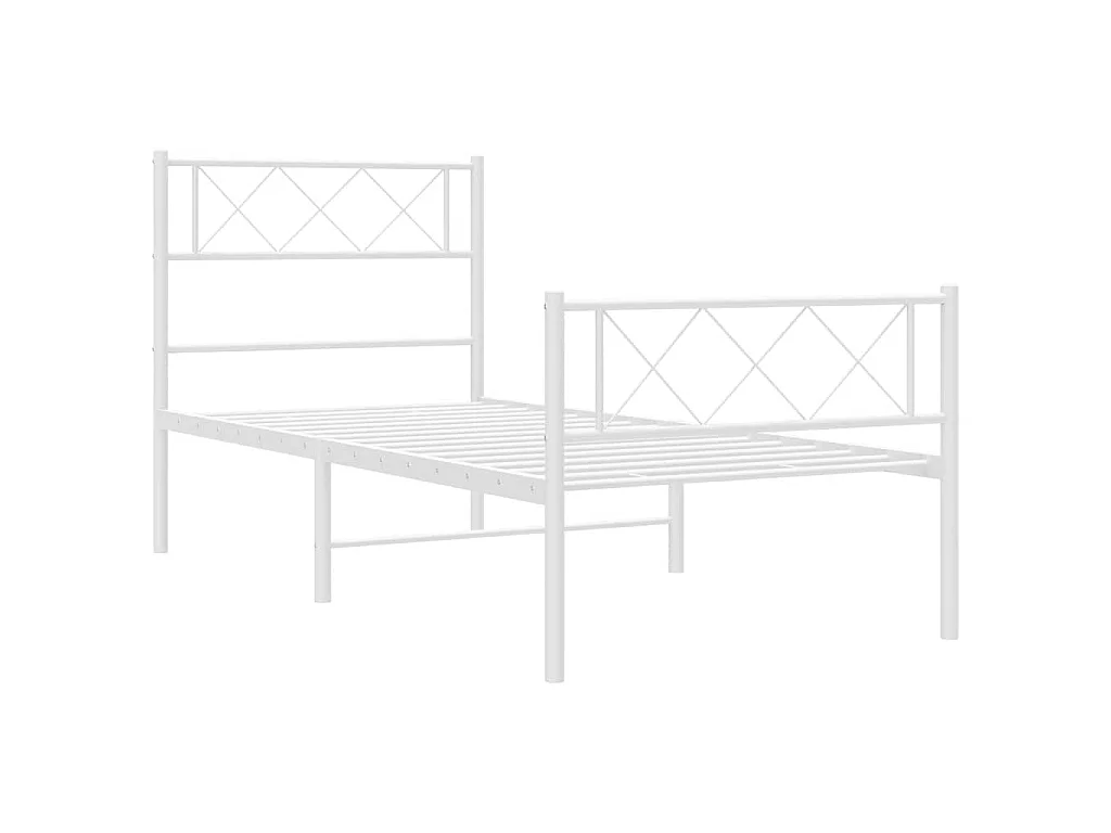Estructura cama sin colchón con estribo metal blanco 100x200 cm