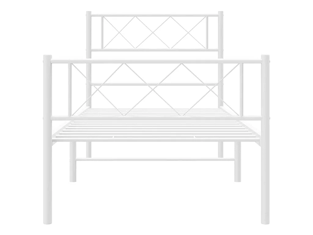 Giroletto con Testiera e Pediera Metallo Bianco 100x200 cm