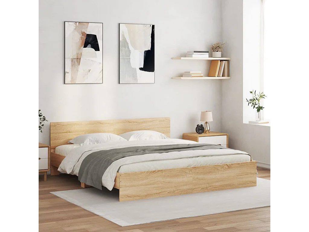 Cadre de lit avec LED sans matelas chêne sonoma 180x200 cm