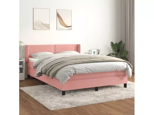 Kauf Unique Boxspringbett mit Matratze Rosa 140x190 cm Samt