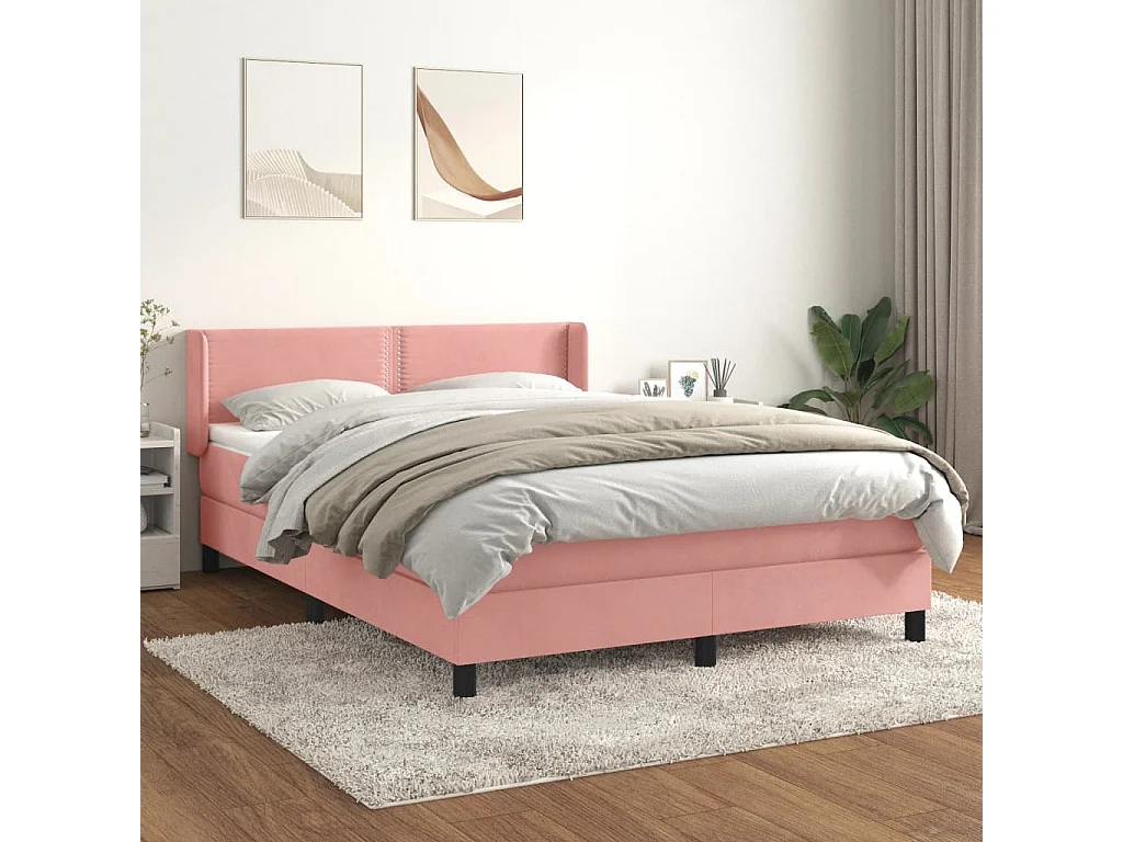 Sommier à lattes de lit avec matelas Rose 140x190 cm Velours