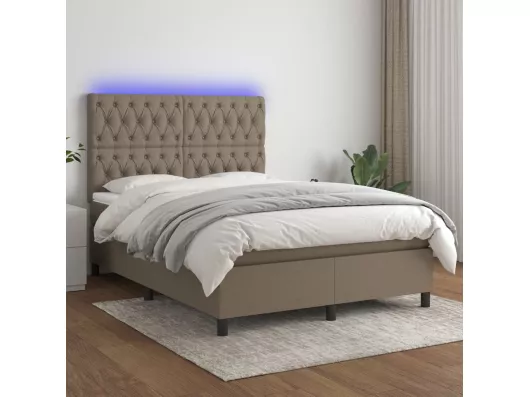 Kauf Unique Boxspringbett mit Matratze & LED Taupe 140x200 cm Stoff