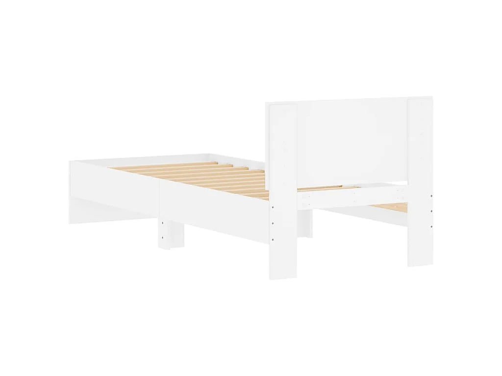 Cadre de lit sans matelas avec tête de lit blanc 75x190 cm