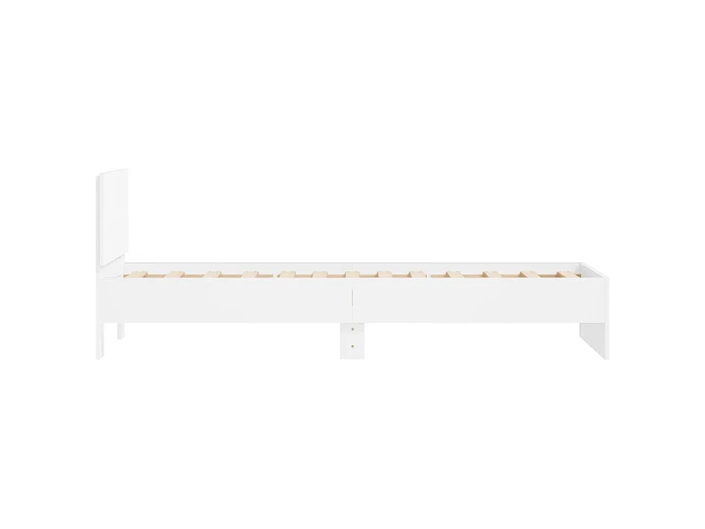 Bedframe met hoofdbord bewerkt hout wit 75x190 cm