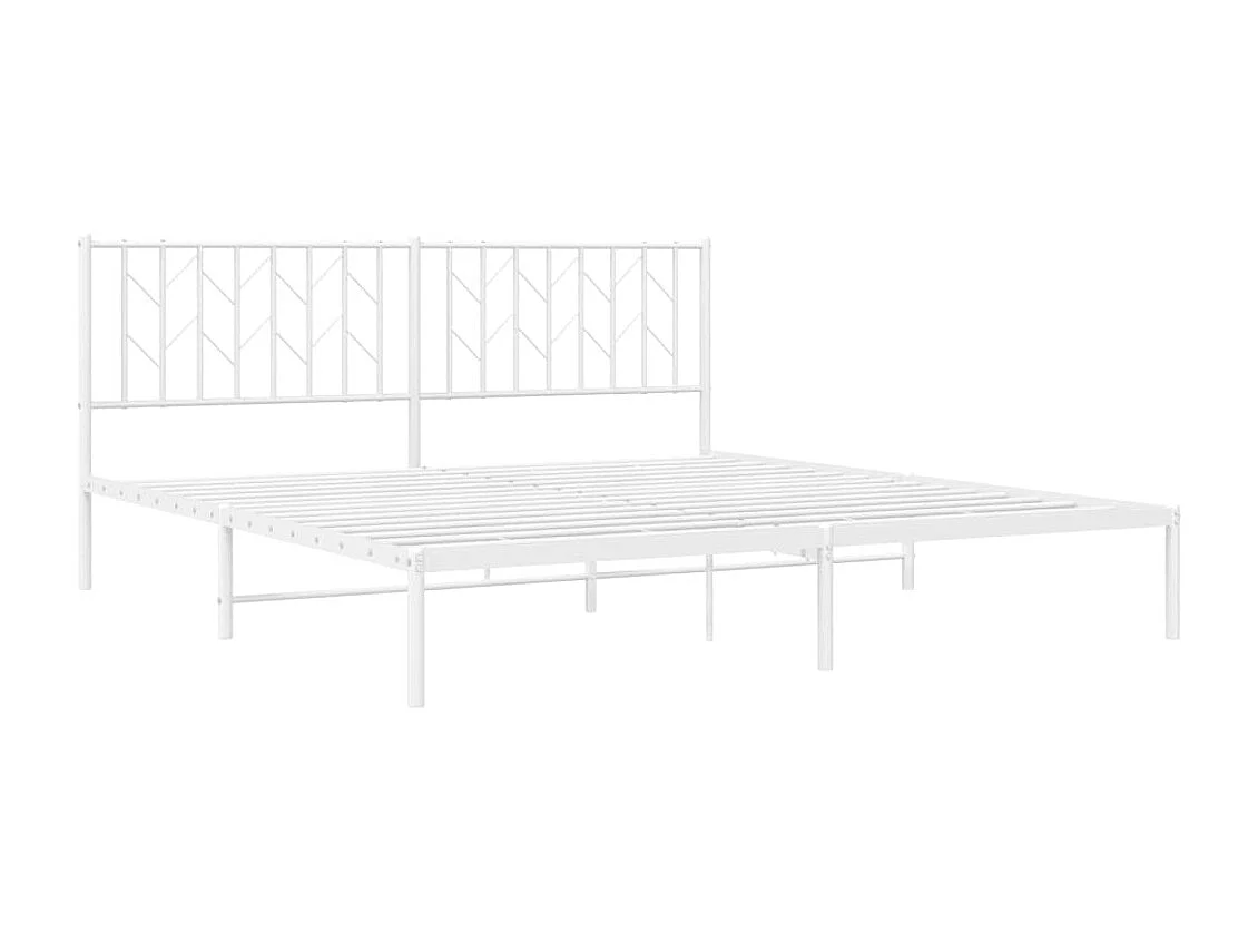 Cadre de lit métal sans matelas et tête de lit blanc 180x200 cm