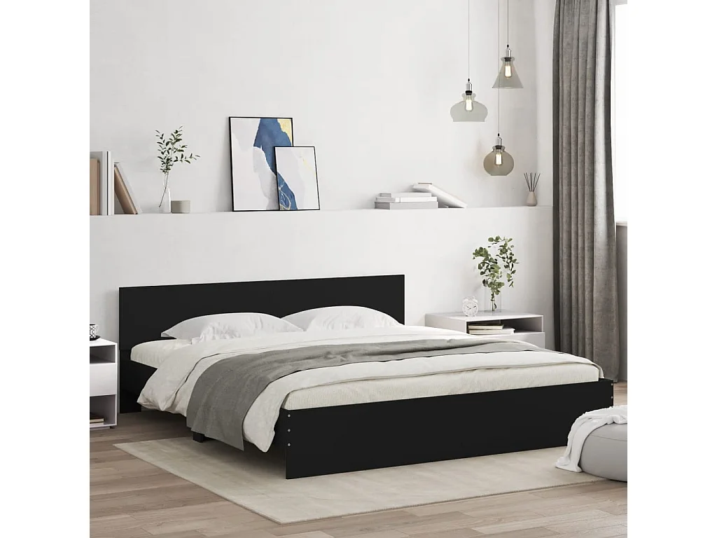 Cadre de lit avec LED sans matelas noir 200x200 cm