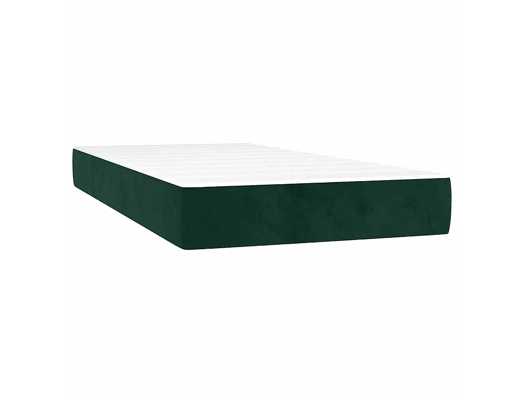 Sommier à lattes de lit avec matelas et LED Vert foncé 90x200cm