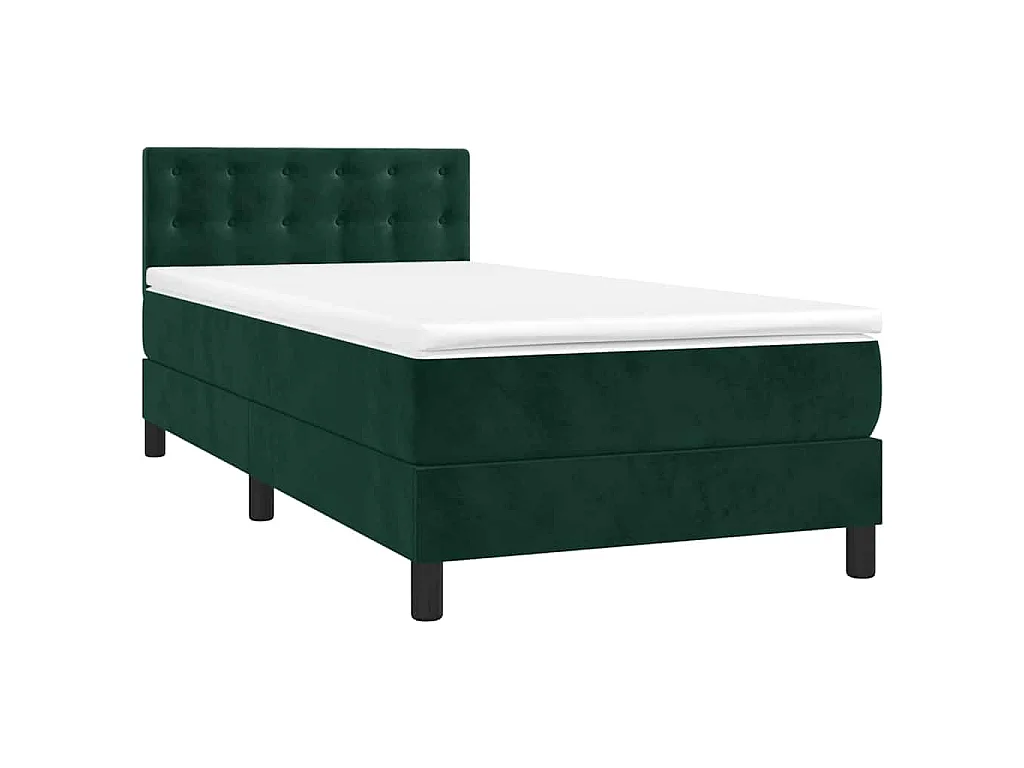 Boxspring met matras en LED fluweel donkergroen 90x200 cm