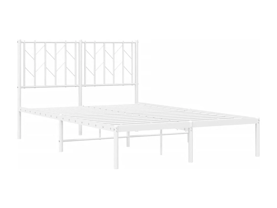 Cadre de lit métal sans matelas et tête de lit blanc 120x190 cm