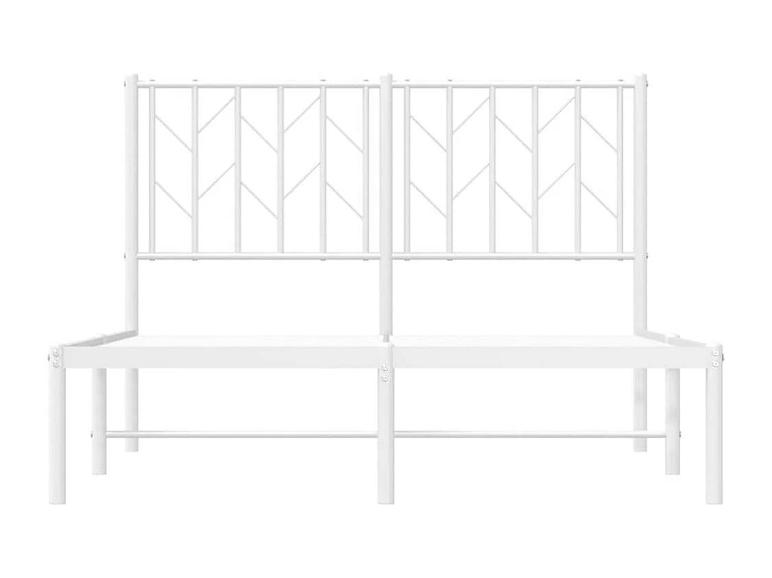 Cadre de lit métal sans matelas et tête de lit blanc 120x190 cm