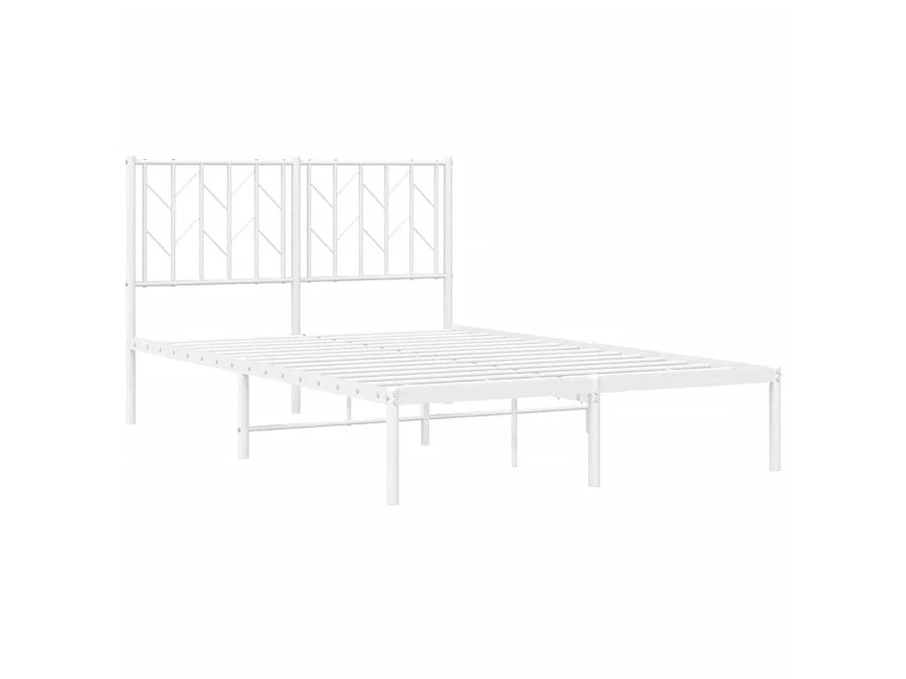 Cadre de lit métal sans matelas et tête de lit blanc 120x190 cm