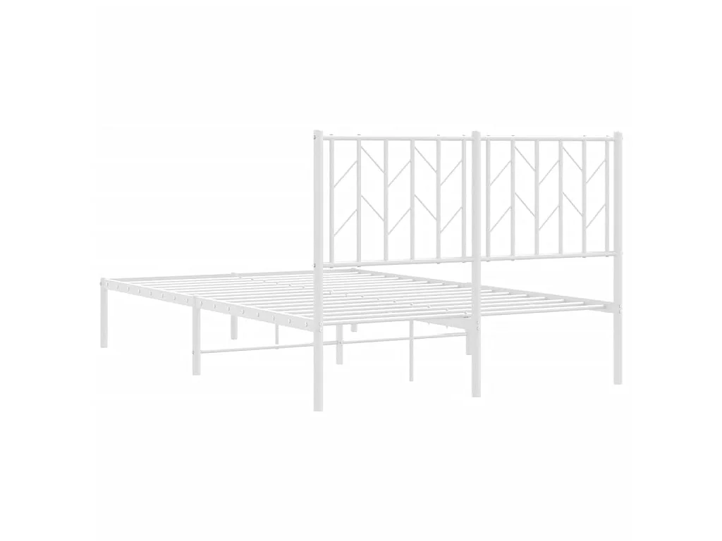Cadre de lit métal sans matelas et tête de lit blanc 120x190 cm