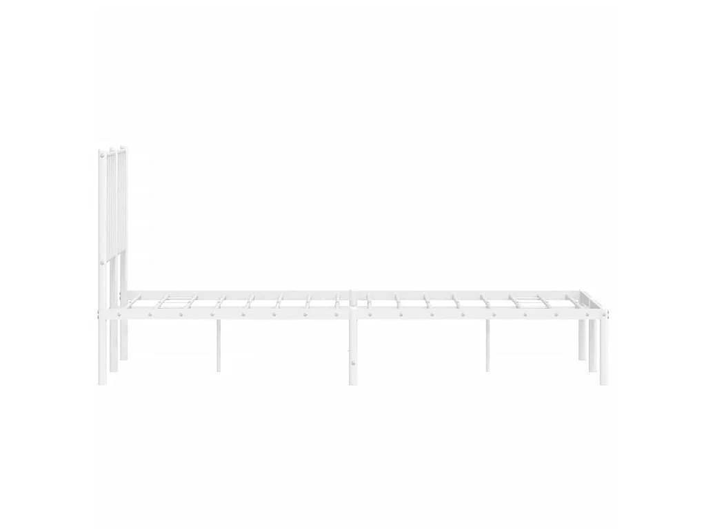 Cadre de lit métal sans matelas et tête de lit blanc 120x190 cm