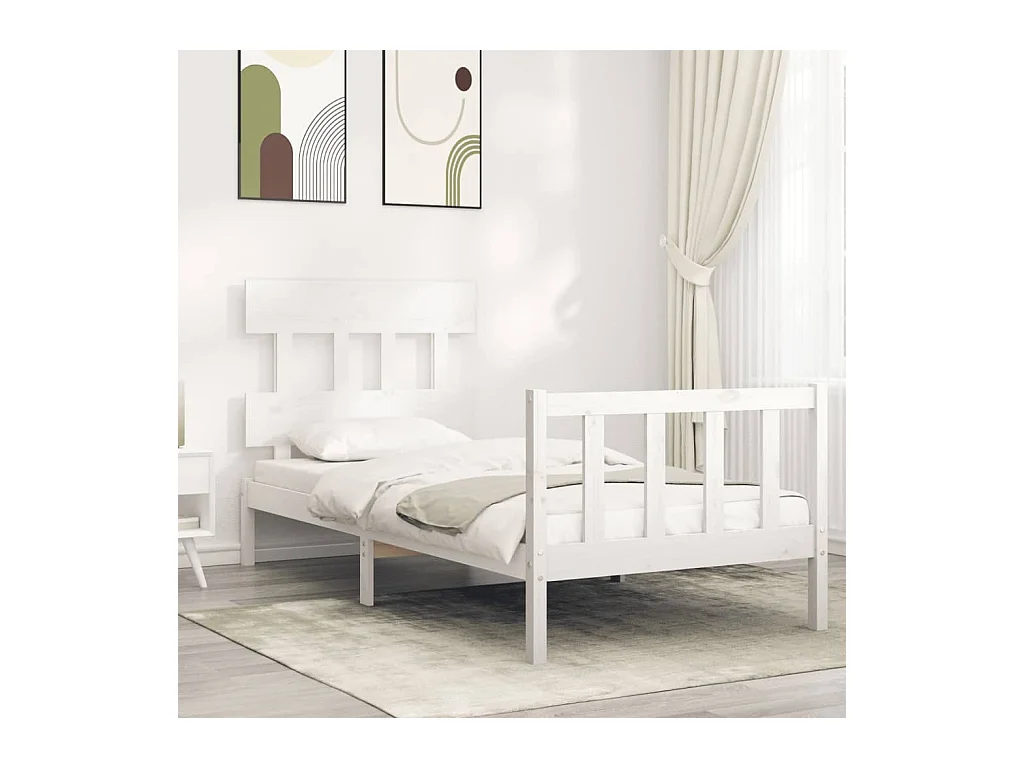 Cadre de lit sans matelas blanc 100x200 cm bois de pin massif