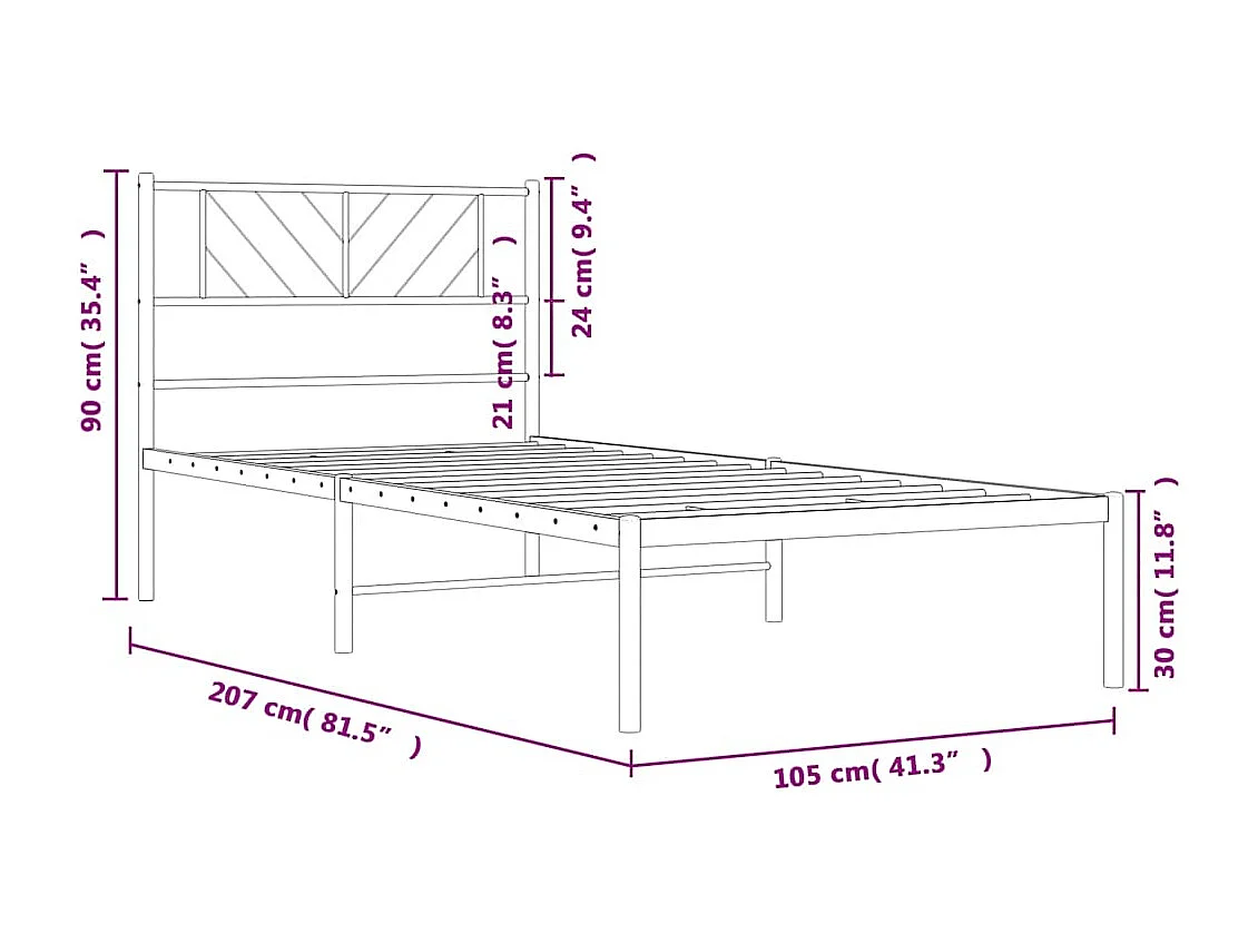 Giroletto con Testiera Metallo Bianco 100x200 cm