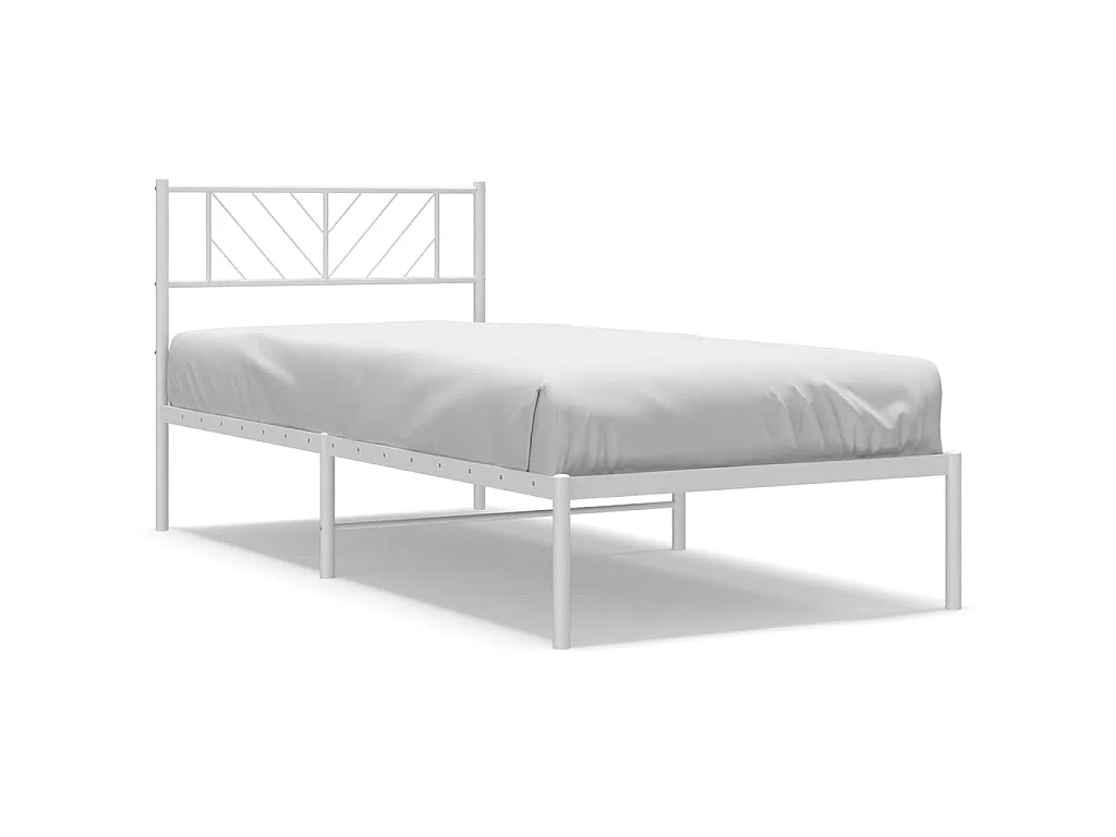 Cadre de lit métal sans matelas et tête de lit blanc 100x200 cm