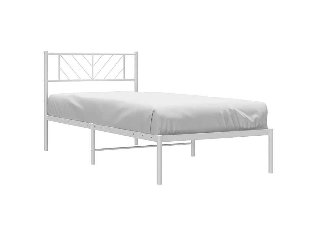 Cadre de lit métal sans matelas et tête de lit blanc 100x200 cm