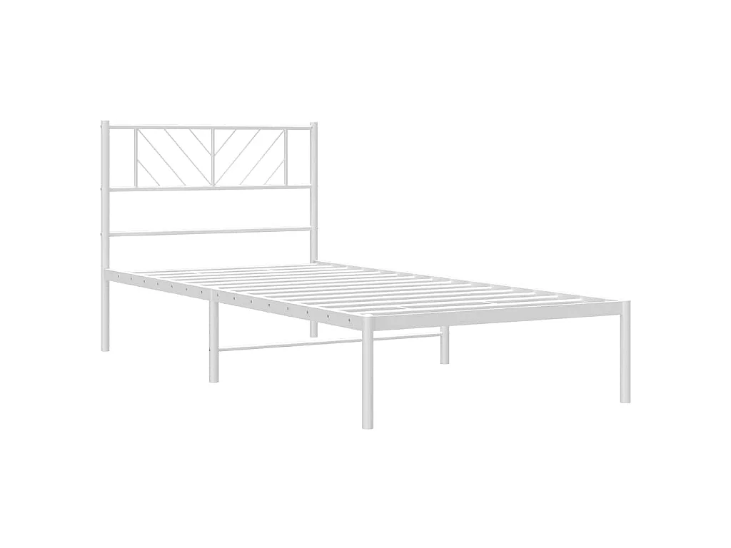 Cadre de lit métal sans matelas et tête de lit blanc 100x200 cm