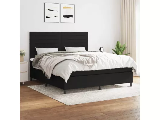 Kauf Unique Boxspringbett mit Matratze Schwarz 160x200 cm Stoff