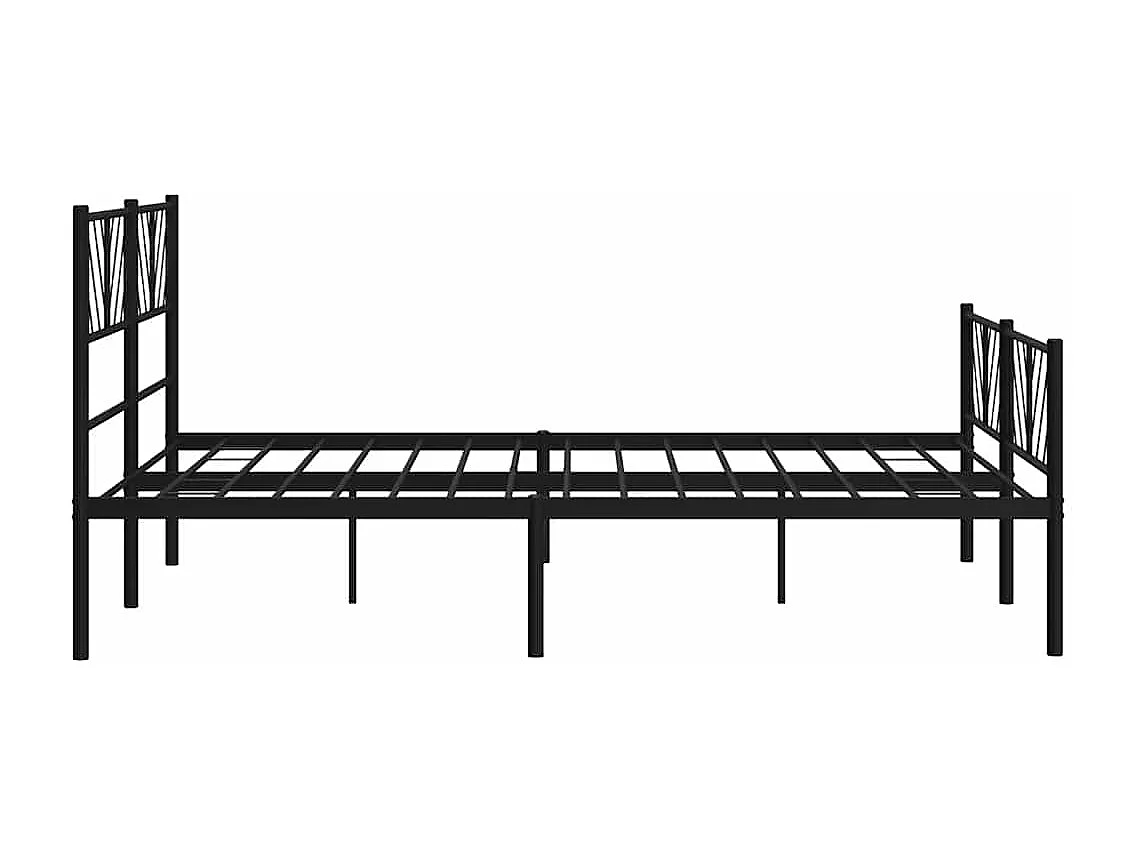 Cadre de lit métal sans matelas avec pied de lit noir 135x190cm