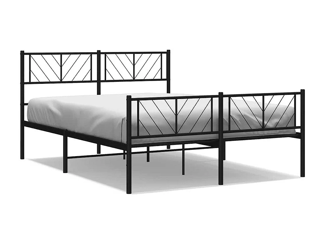 Cadre de lit métal sans matelas avec pied de lit noir 135x190cm