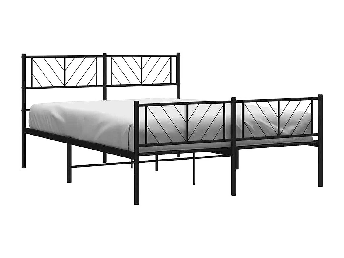 Cadre de lit métal sans matelas avec pied de lit noir 135x190cm