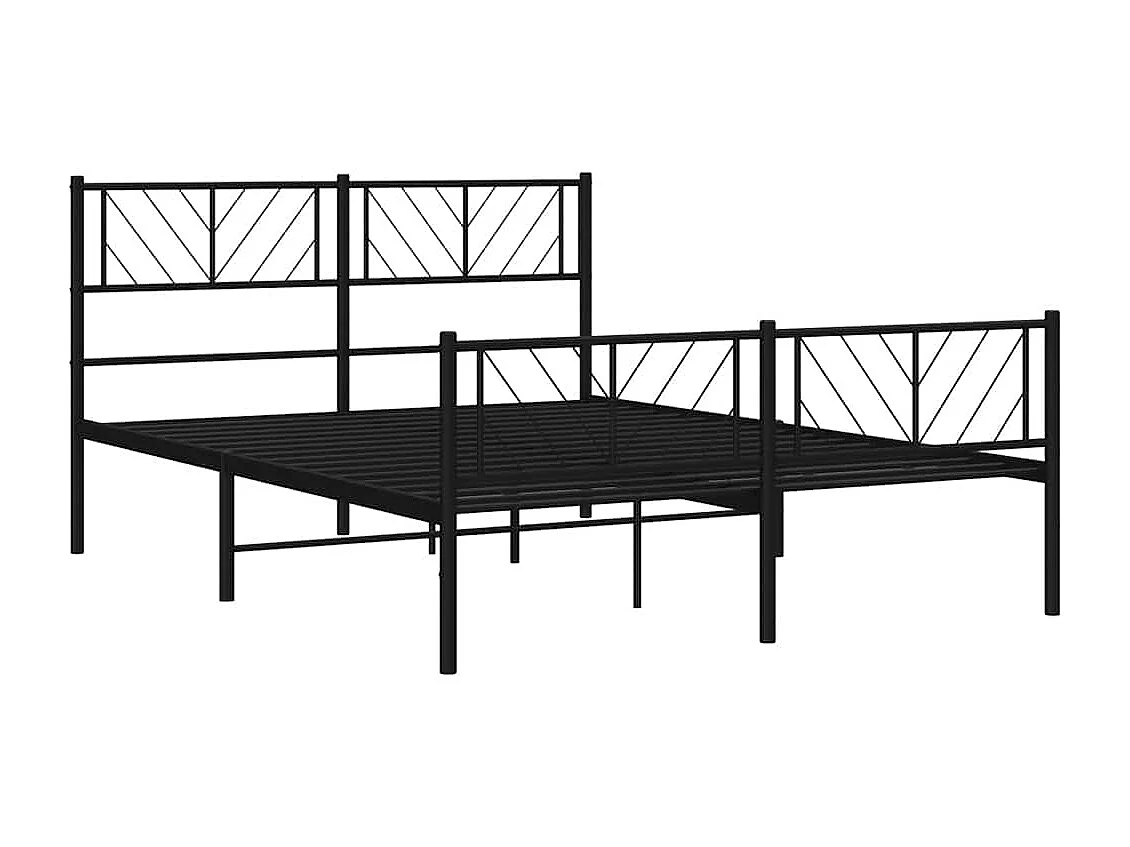 Cadre de lit métal sans matelas avec pied de lit noir 135x190cm